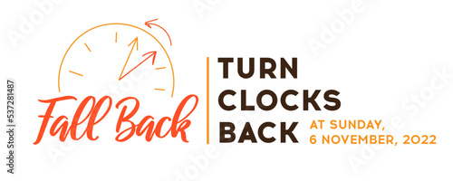 Turn clocks back one hour, Daylight Saving Time Ends web reminder banner. Fall Back time, 6 november, 2022