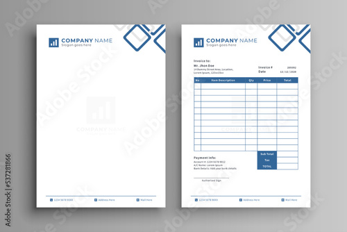 Modern Business Letterhead & Invoice Design Template
