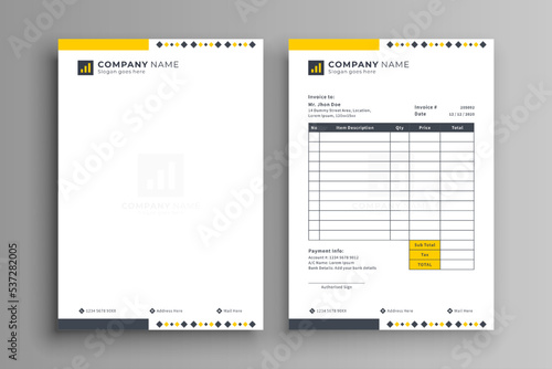Modern Business Letterhead & Invoice Design Template