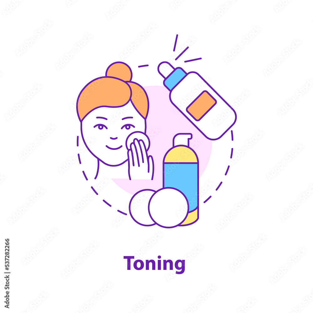 Toning concept icon. Everyday procedure. Skincare routine step abstract idea thin line illustration. Isolated outline drawing Toning concept icon. Everyday procedure. Skincare routine step abstract idea thin line illustration. Isolated outline drawing