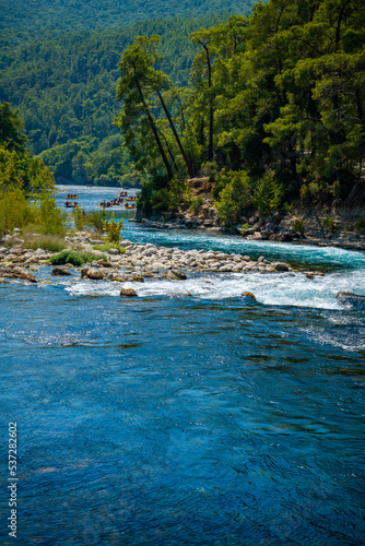 Fototapeta Naklejka Na Ścianę i Meble -  Canyoning and rafting trip of Koprucay River in Manavgat of Antalya, Turkey