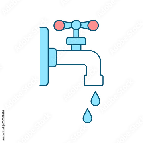 Water outflow RGB color icon. Water efficient usage and saving. Climate change prevention. Faucet drainage. Isolated raster illustration. Simple filled line drawing