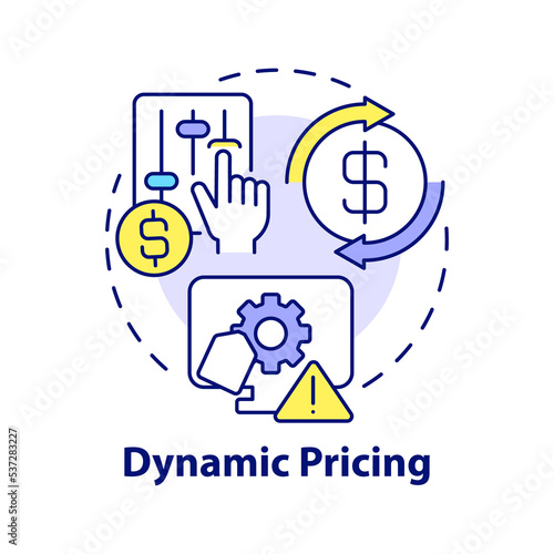 Dynamic pricing concept icon. Marketing strategy abstract idea thin line illustration. Prices adjustment. Isolated outline drawing