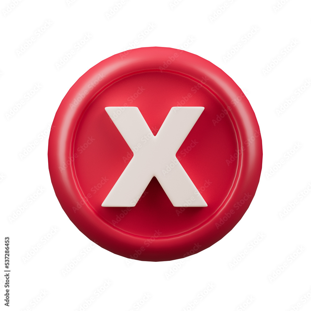 Cross mark icon isolated 3d render illustration Cross mark icon isolated 3d render illustration