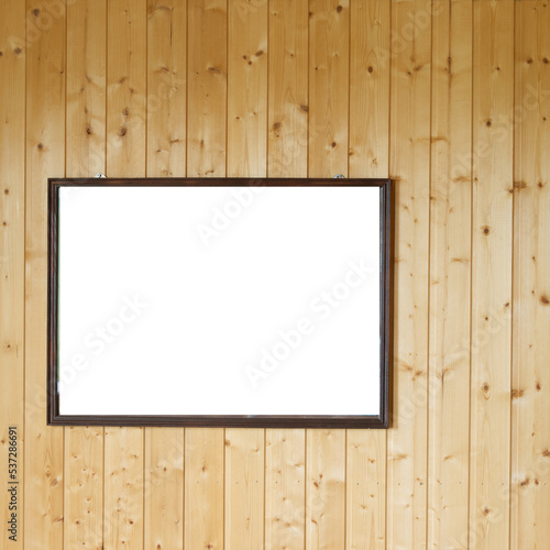 Mockup. A picture on the wall of wooden boards inside the house