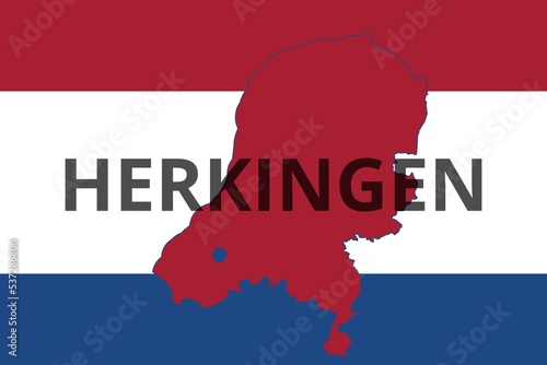 Herkingen: Illustration mit dem Namen der niederländischen Stadt Herkingen in der Provinz Zuid-Holland photo