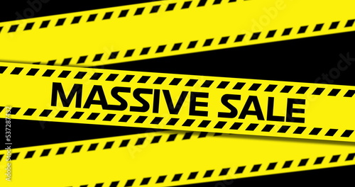 Massive Sale text on yellow industrial ribbon 4k