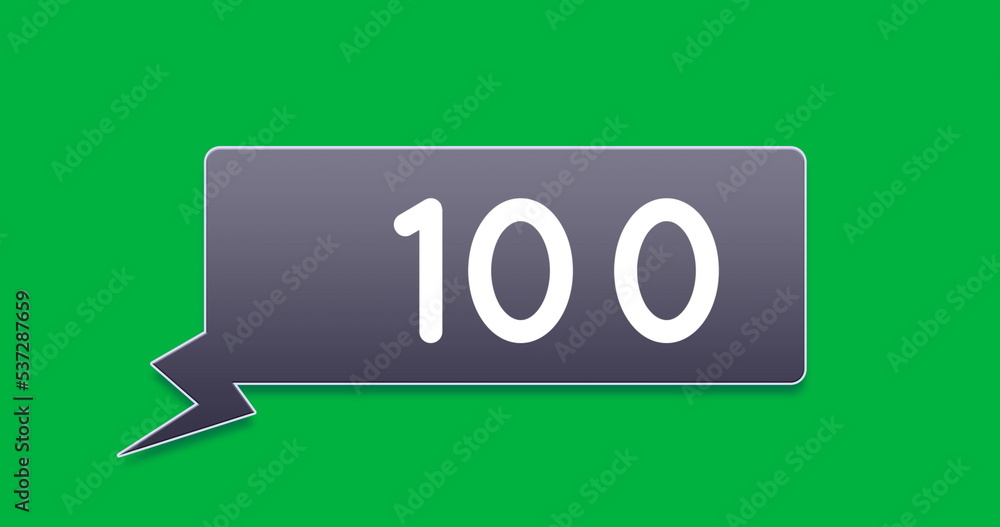 Image of 100 notifications on green background Image of 100 notifications on green background
