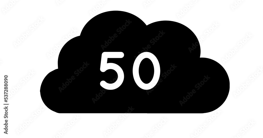 Image of 50 in cloud on white background Image of 50 in cloud on white background