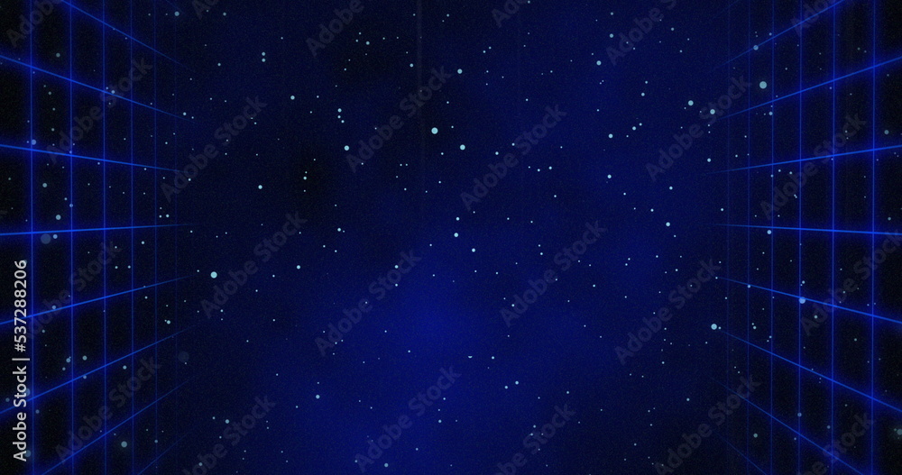 Fototapeta premium Image of digital navy space with perspective and stars