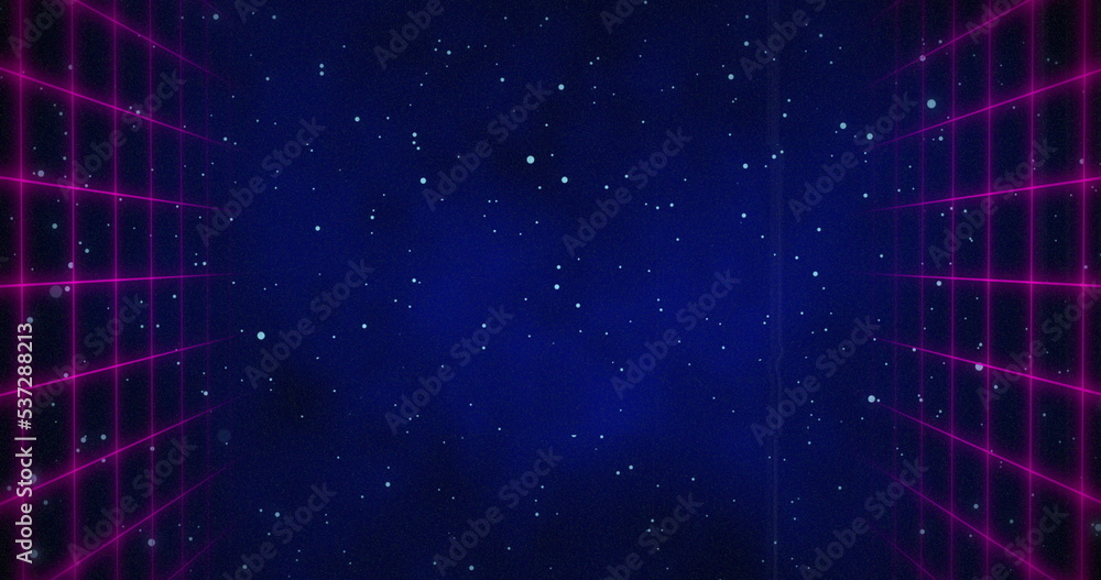 Obraz premium Image of digital navy space with perspective and stars