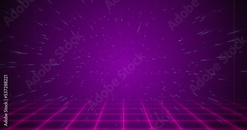 Image of digital purple space with perspective and lines © vectorfusionart