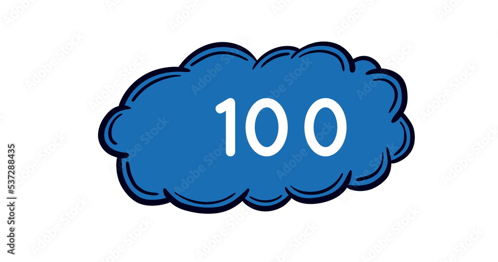 Image of 100 messages in clouds on white background Image of 100 messages in clouds on white background