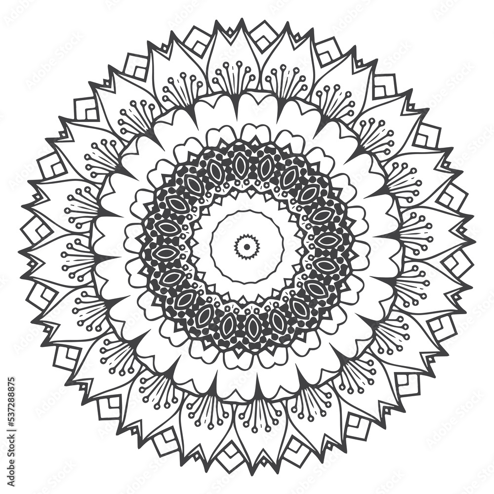 flower mandala coloring book page.decorative ornament in ethnic oriental style Outline doodle hand-drawn vector illustration