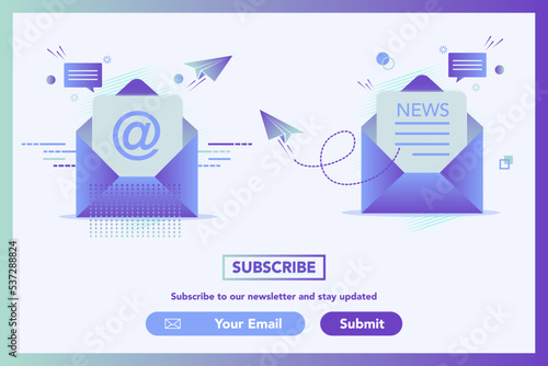 Newsletter illustration concept. Mail concept illustration. Emailing, Digital marketing. Get in touch, initiate contact, contact us… Email marketing, web chat, Subscribe concept.