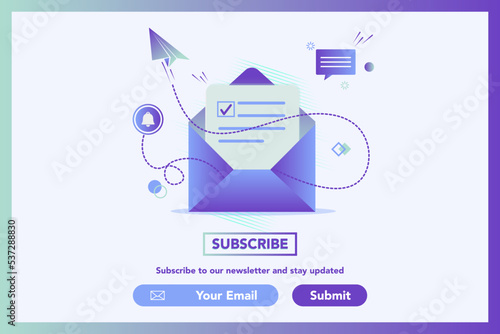 Newsletter illustration concept. Mail concept illustration. Emailing, Digital marketing. Get in touch, initiate contact, contact us… Email marketing, web chat, Subscribe concept.