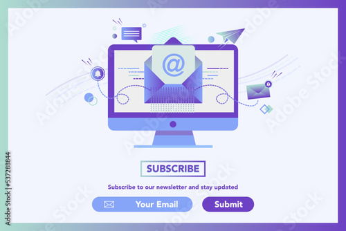 Newsletter illustration concept. Mail concept illustration. Emailing, Digital marketing. Get in touch, initiate contact, contact us… Email marketing, web chat, Subscribe concept.