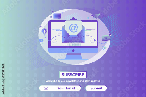 Newsletter and Mail concept illustration. Emailing, Digital marketing. Get in touch, initiate contact, contact us… Email marketing, web chat, Subscribe concept.