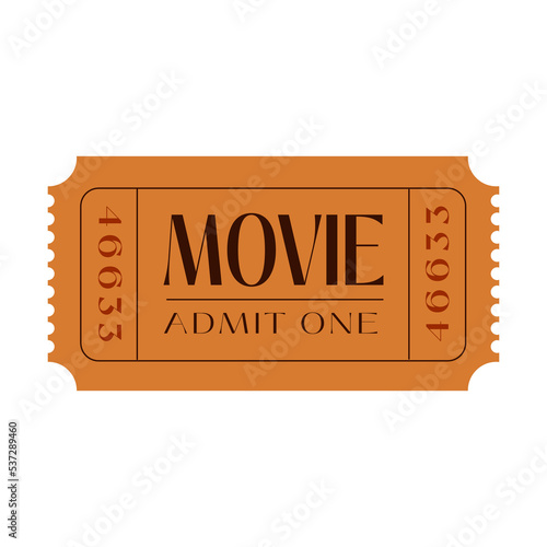 Cinema paper tickets set. Entry cards for movie premiere, film festival, theatre, show, concert, performance, or entertainments concept. Colored flat vector illustration isolated on white background