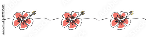 Frise-hibiscus-couleur-ligne continue