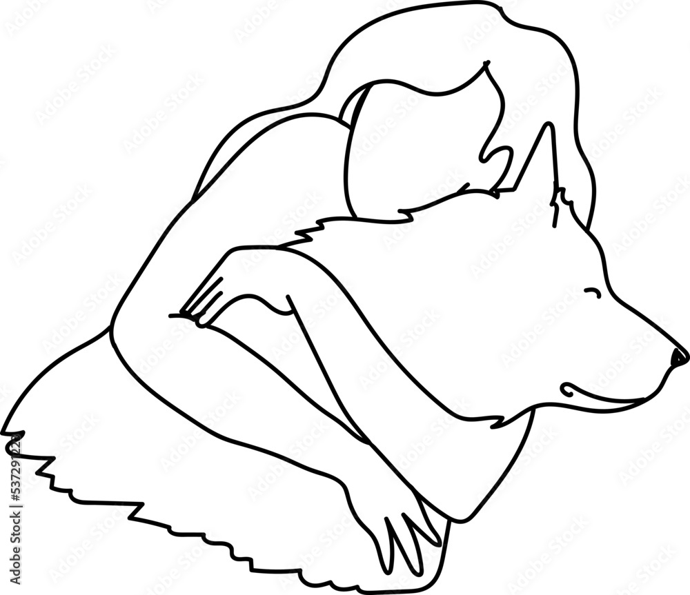 Line woman with dog vector illustration. Line woman with dog vector illustration.