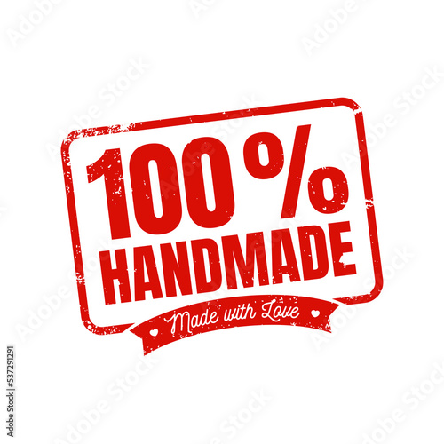 100 percent handmade stamp. Grunge Rubber Texture Stamp. Vector Stamp