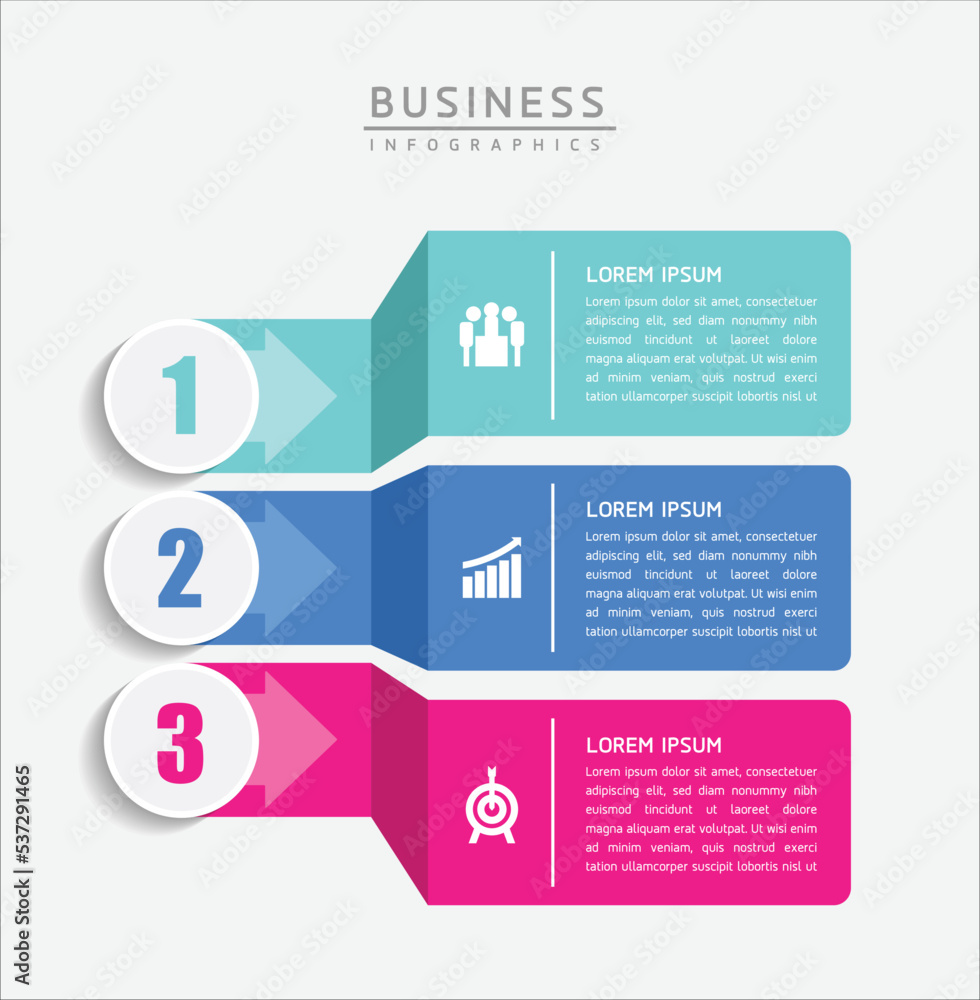 Connecting Steps business Infographic Template with 3 Elements Connecting Steps business Infographic Template with 3 Elements