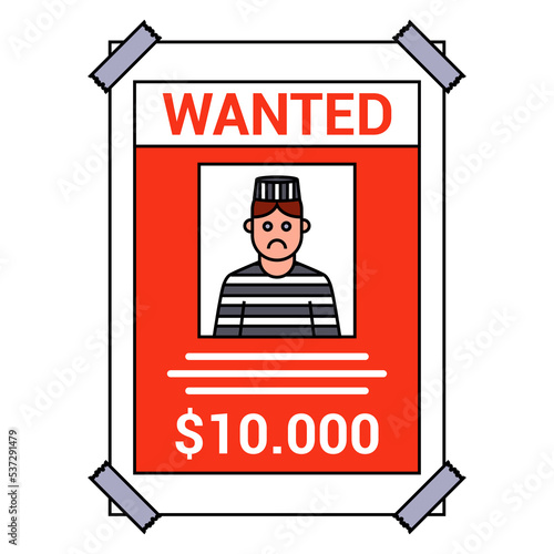 A wanted criminal is wanted. reward for the capture of a bandit. flat vector illustration.