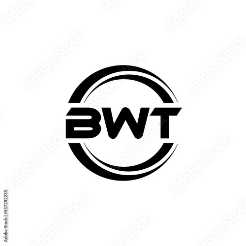 BWT letter logo design with white background in illustrator, vector logo modern alphabet font overlap style. calligraphy designs for logo, Poster, Invitation, etc. © Aftab