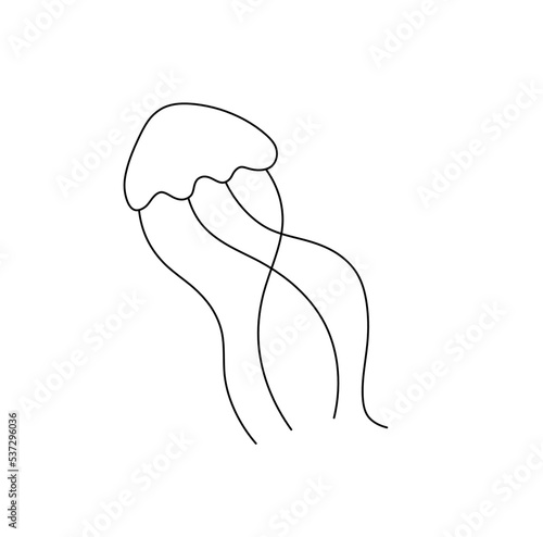Vector isolated simple minimal cartoon jellyfish colorless black and white contour line easy drawing