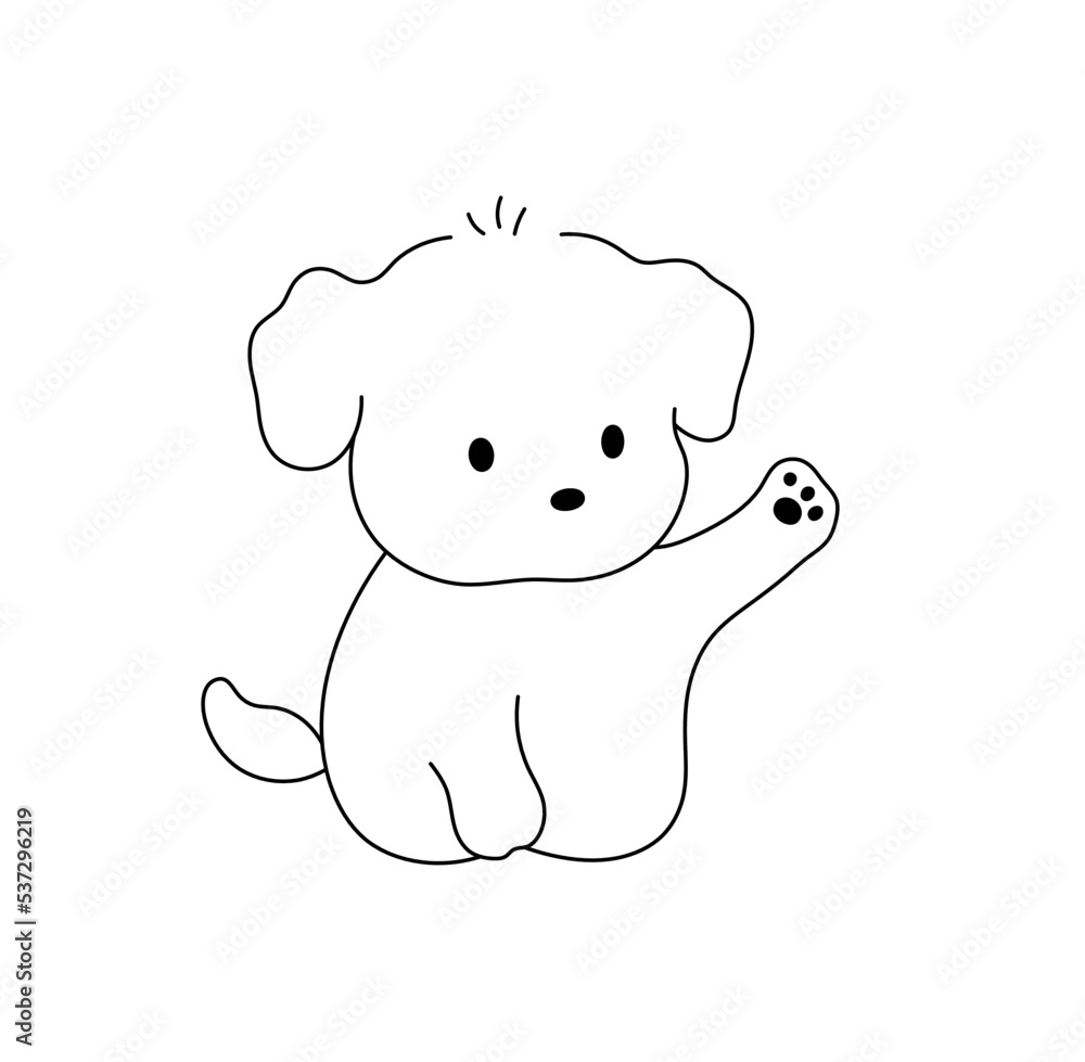 puppy cartoon black and white