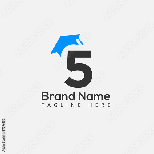 Education Logo On Letter 5 Template. Initial Educational Sign Concept Template	