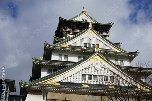 Scenci view of the Osaka Castle in Japan photo