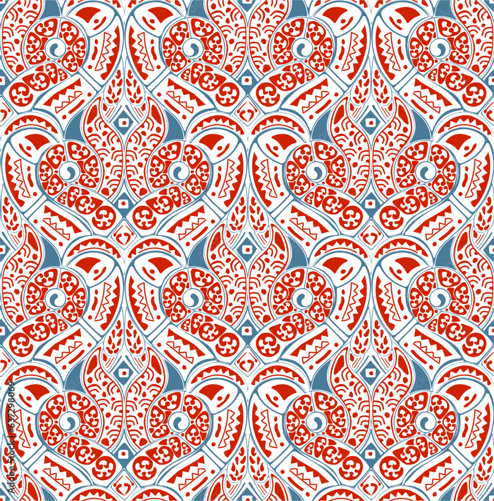 Ethnic asian pattern motif, vector illustration. 