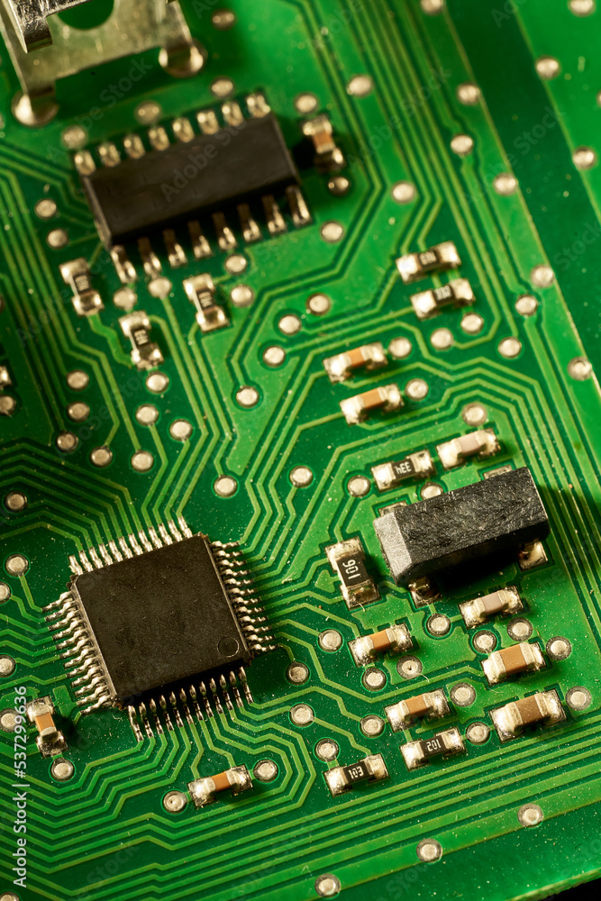 Obraz premium electronic components and circuits on motherboard