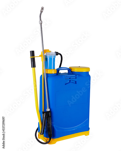 Manual insecticide sprayer on white background