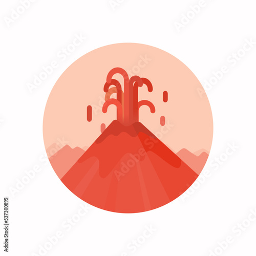 Volcano Eruption Icon with Mountain Hot Lava Natural Disaster Vector Illustration