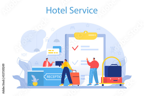 Hotel administrator concept. Tourism service, professional hotel stuff