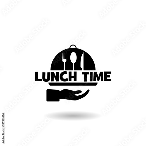 Lunch time icon logo with shadow