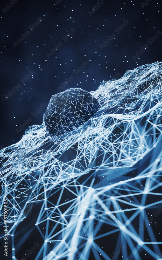 Naklejka premium Digital sphere with glowing lines structure, 3d rendering.