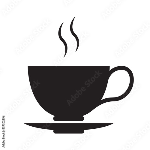 Coffee or tea cup icon. Cup of hot drink. Logo for a cafe or coffee shop. Flat icon isolated on white background. Vector illustration