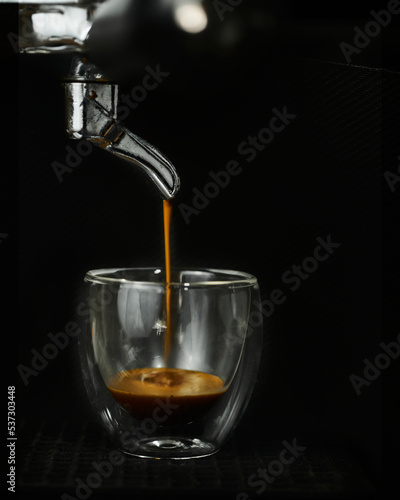 Coffee espresso on a black background