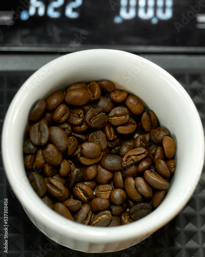 Coffee beans in a weighbridge