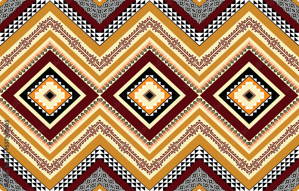 Warm tone abstract geometric ethnic pattern western, American Indian oriental Africa. for carpet,wallpaper,clothing,wrapping,batik,fabric,tile, backdrop,Vector illustration. embroidery style.