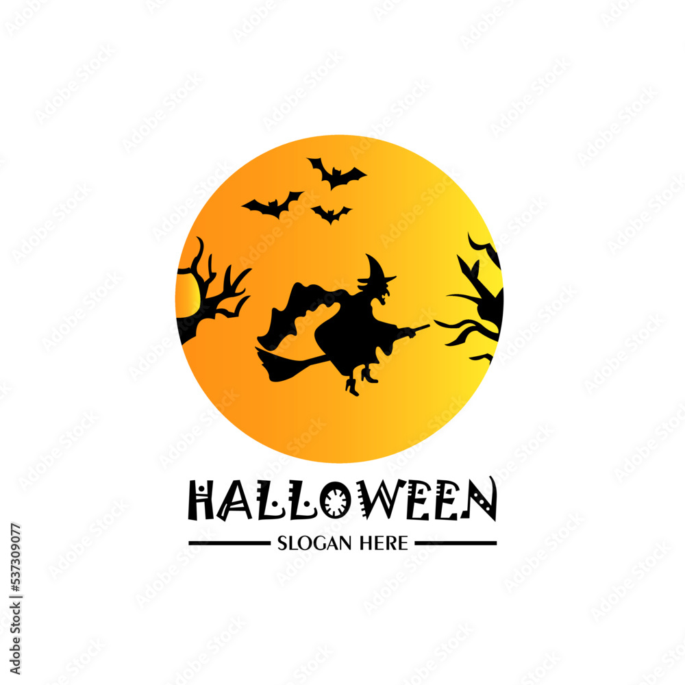 witch halloween pumpkin logo