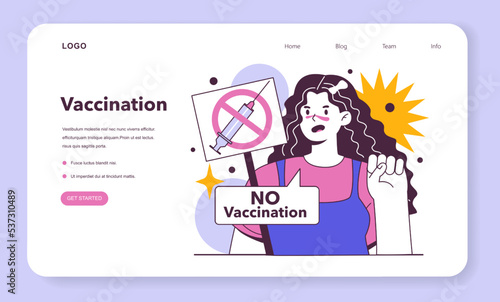 Anti-vaccine movement. Anti vax protest. Vaccine hesitancy, character