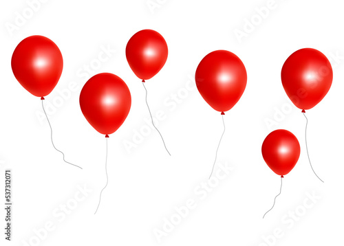 PNG. Red Balloons Bunch on transparent background.