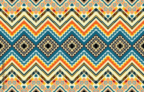 Wallpaper Mural Warm tone abstract geometric ethnic pattern western, American Indian oriental Africa. for carpet,wallpaper,clothing,wrapping,batik,fabric,tile, backdrop,Vector illustration. embroidery style. Torontodigital.ca