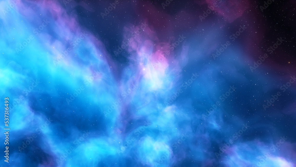 Deep space nebula with stars. Bright and vibrant Multicolor Star field Infinite space outer space background with nebulas and stars. Star clusters, nebula outer space background 3d render
