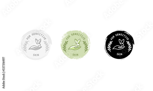 For sensitive skin Gray black and White icon illustration